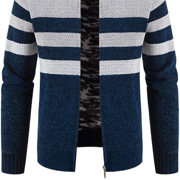 Blue and Grey Mens Cardigan - Picture 2 of 7